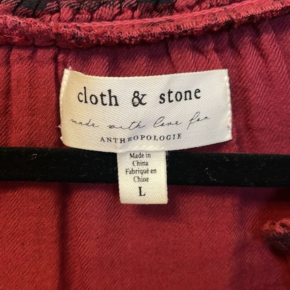 Anthropologie, large Merlot and black plaid blouse, long sleeved - Picture 2 of 7